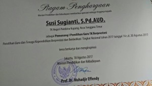 Susi Sugianti, Guru TK Negeri Pembina Kupang Raih Juara I Guru Berprestasi Tingkat Nasional