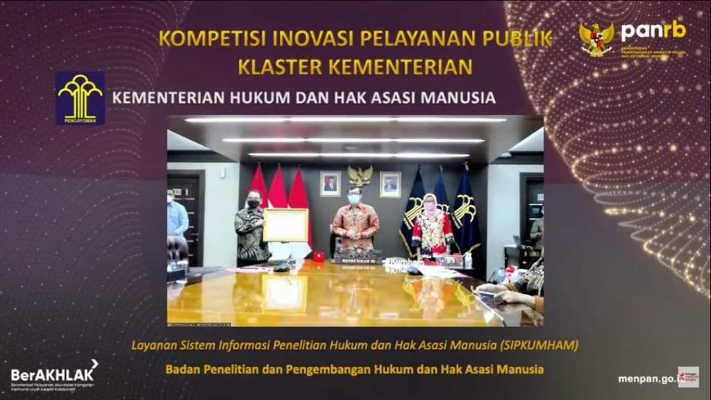 Kemenkumham Terima Penghargaan Top Inovasi Pelayanan Publik 2021