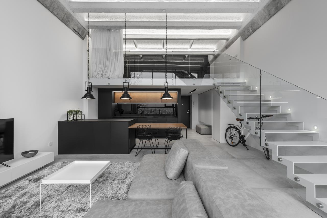 Industrial house style warm layout modern designing interior loft living plan sofa minsk cool open inviting bedroom space flooring loftspiration