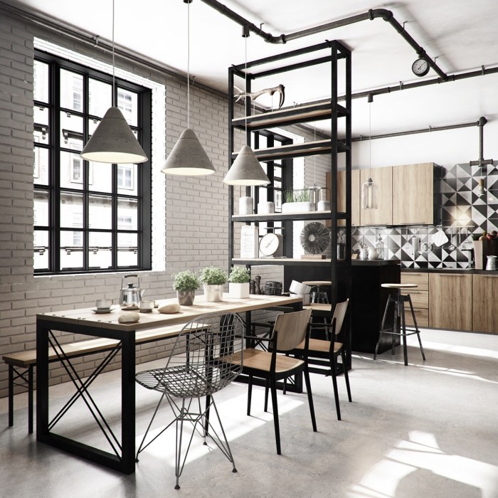 Dining industrial room design ideas decoration