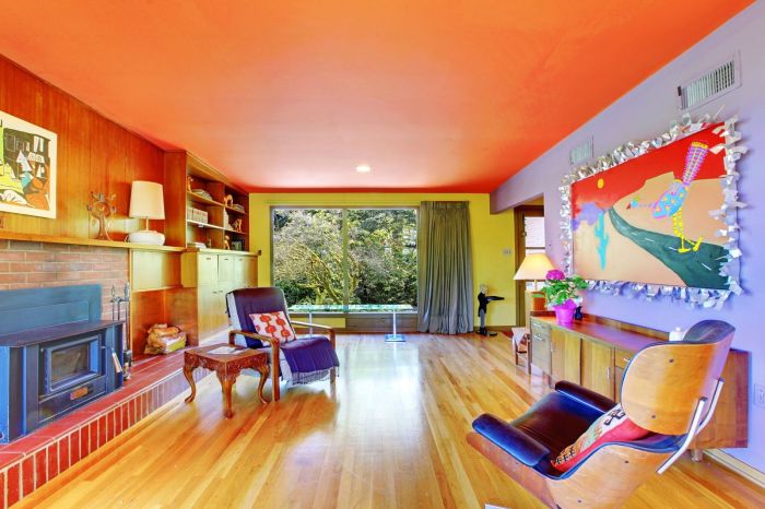 Bright colorful colors interior room color orange purple yellow living volume turn let