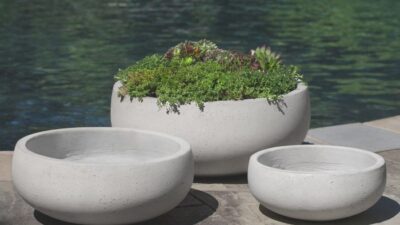 Pots concrete outdoor large bowl round garden gray minimalist rio planters planter patio set grey